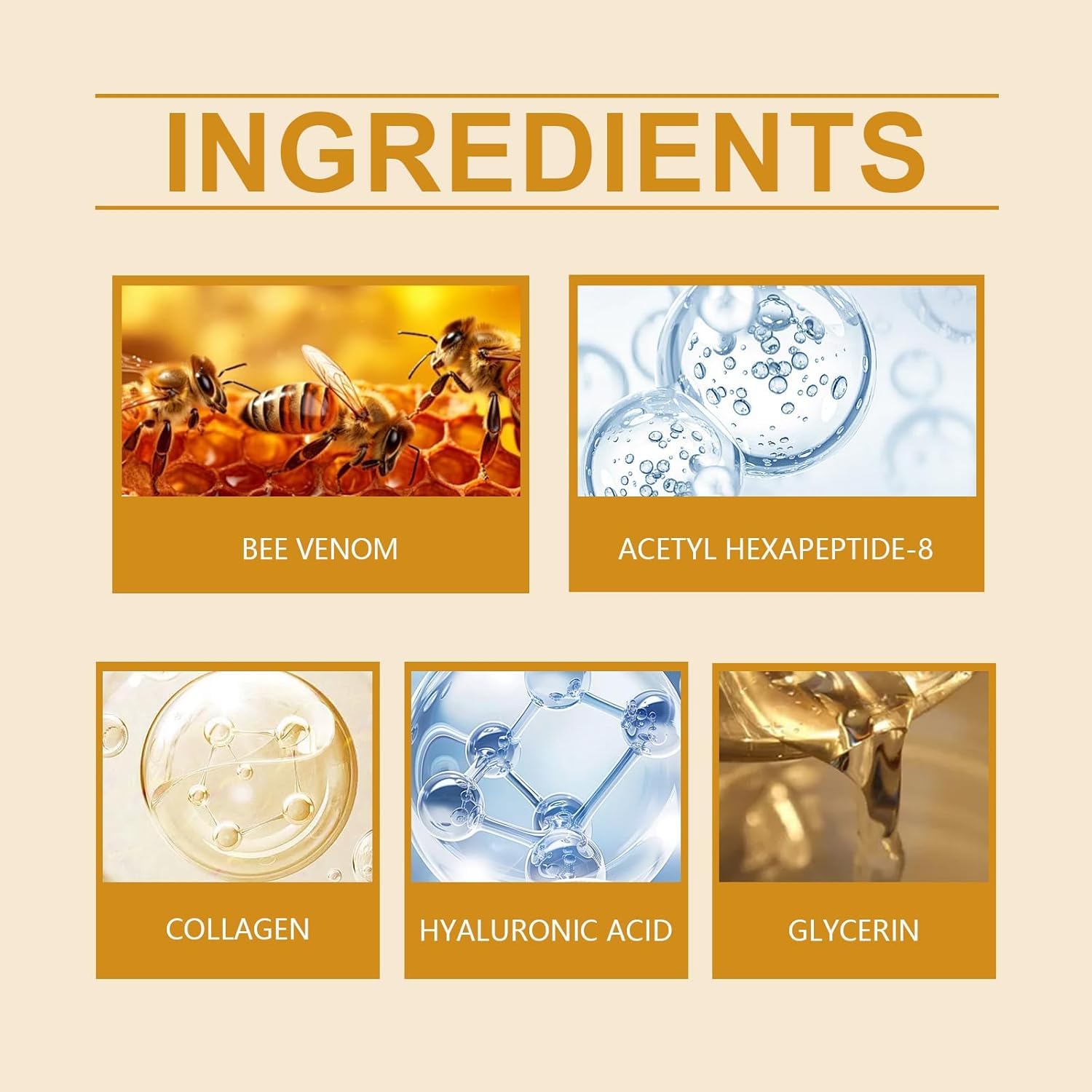 Treayes BOTO.X Bee Venom Cream on hands and neck suggests full-body firming use