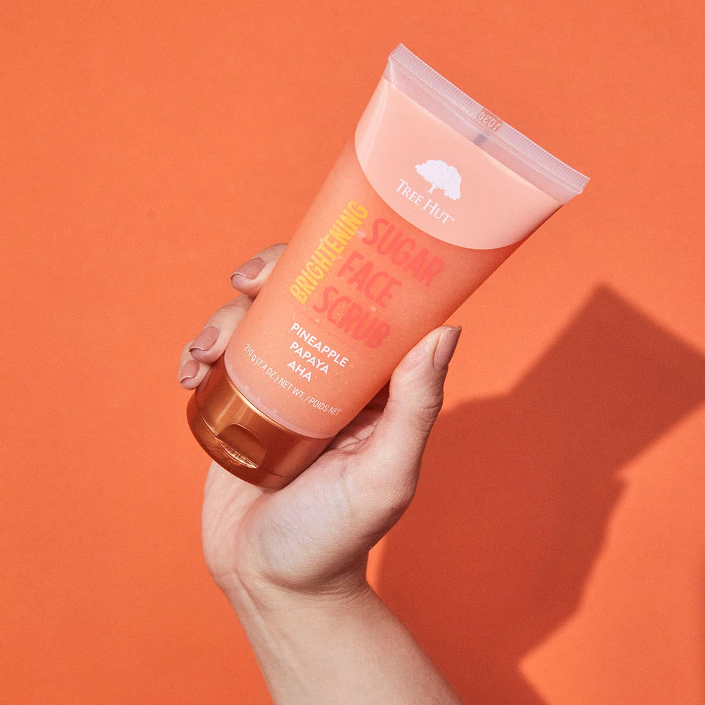 Tree Hut bottle pour showcases easy-to-apply scrub.