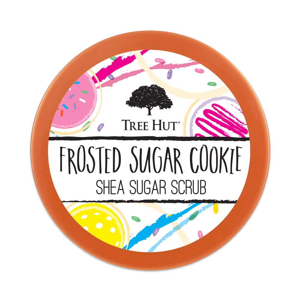 Tree Hut Frosted Sugar Cookie scrub close-up texture highlights sugar crystals for polish.