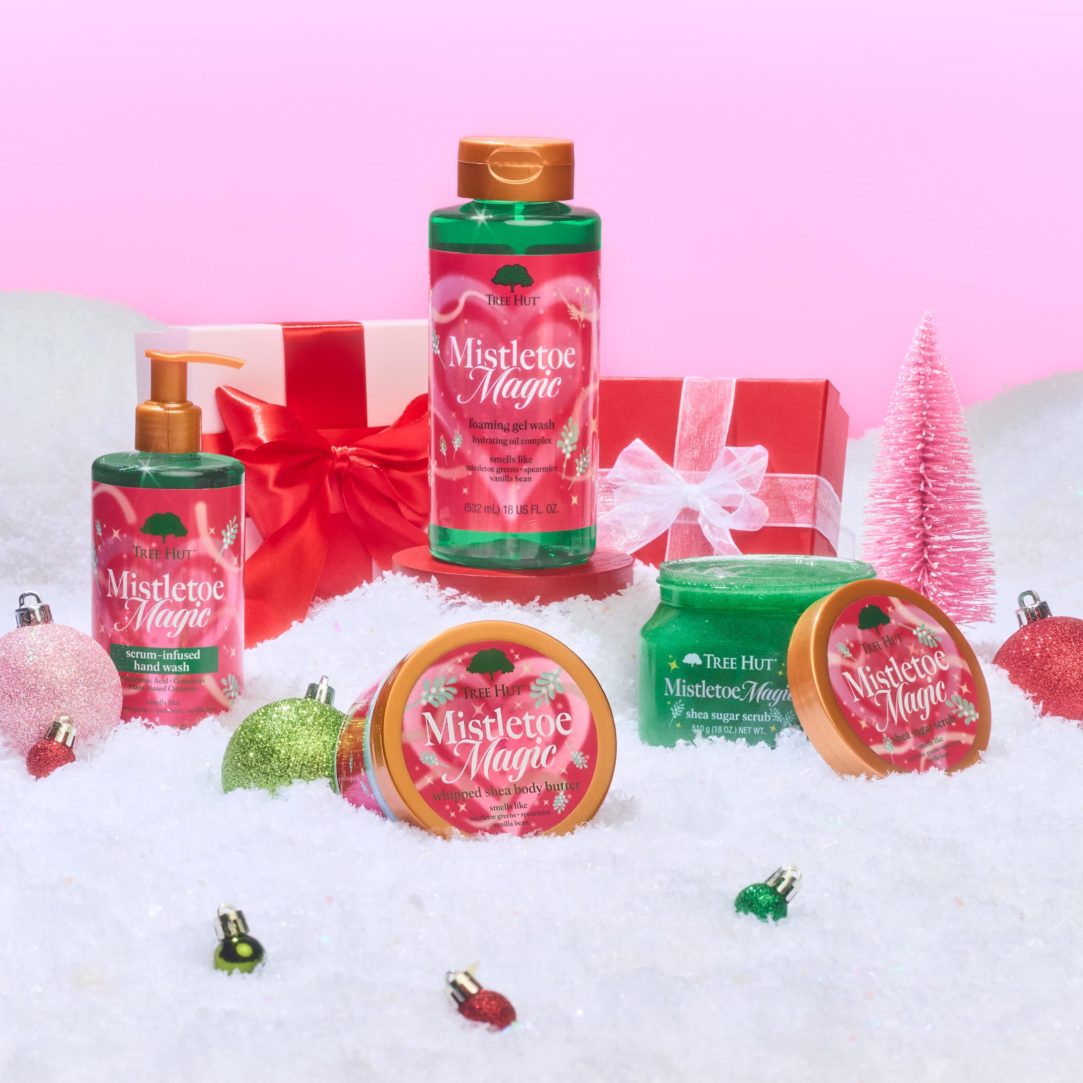 Tree Hut Mistletoe Magic Scrub 18oz packaging ready for shelf display and holiday gifting