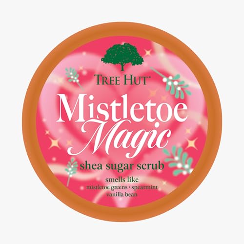 Tree Hut Mistletoe Magic Scrub sugar crystals texture highlighting exfoliation for smooth skin