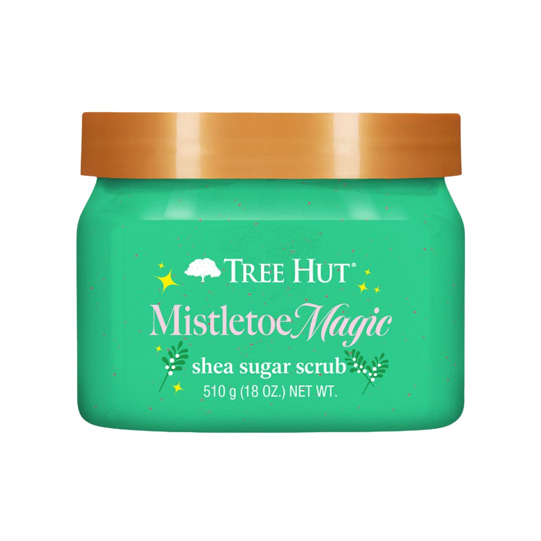 Tree Hut Mistletoe Magic Scrub tub closeup showcases creamy texture for radiant skin prep