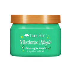 Tree Hut Mistletoe Magic Scrub tub closeup showcases creamy texture for radiant skin prep