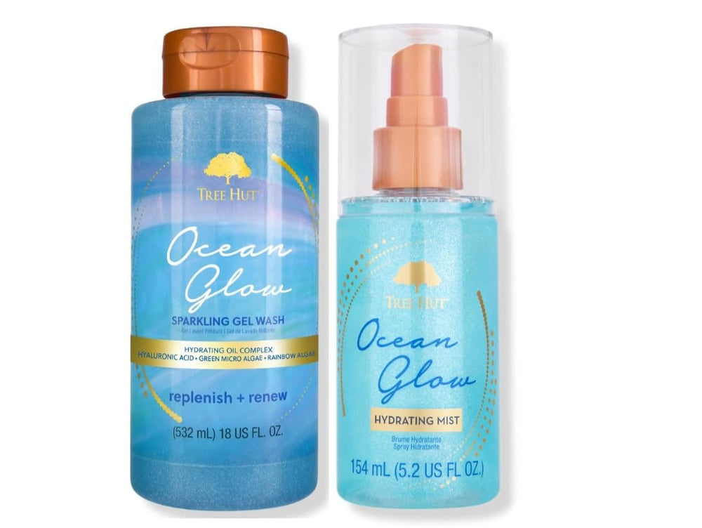 Tree Hut Ocean Glow body wash bottle delivers rich foam for daily hydration.