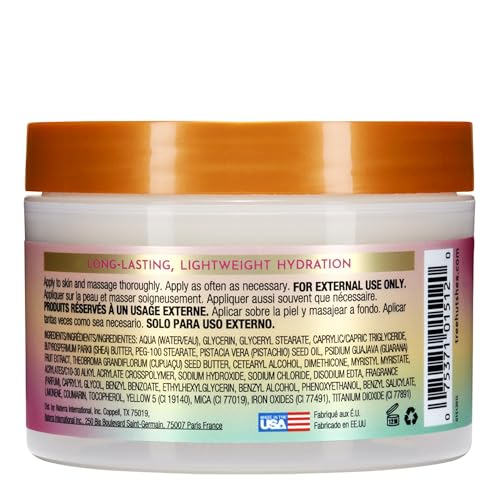 Tree Hut Tropic Glow whipped butter label-front emphasizes tropical fragrance for daily mood lift