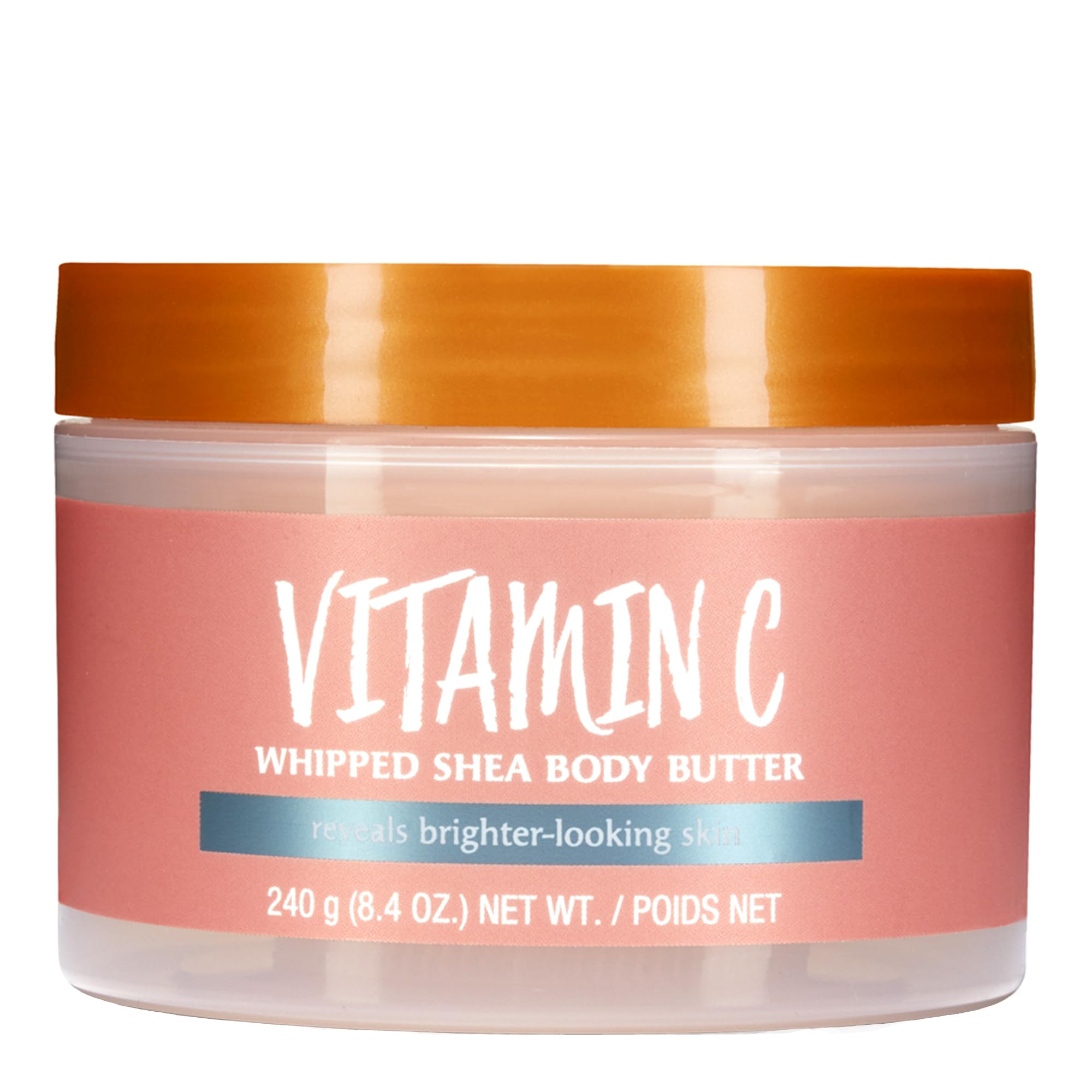 Tree Hut Vitamin C Whipped Shea Body Butter bottle closeup, highlighting lightweight hydration