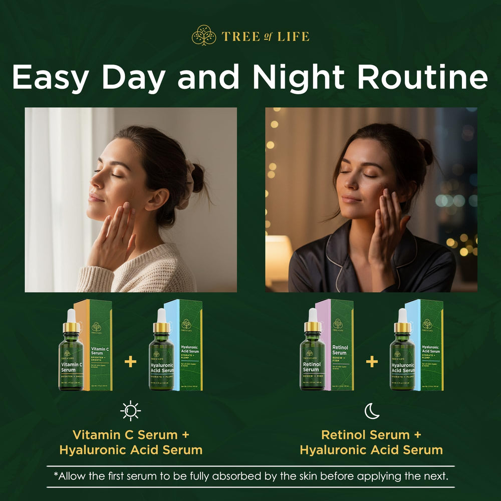 Tree of Life Beauty Hyaluronic Acid Serum dropper showing deep hydration