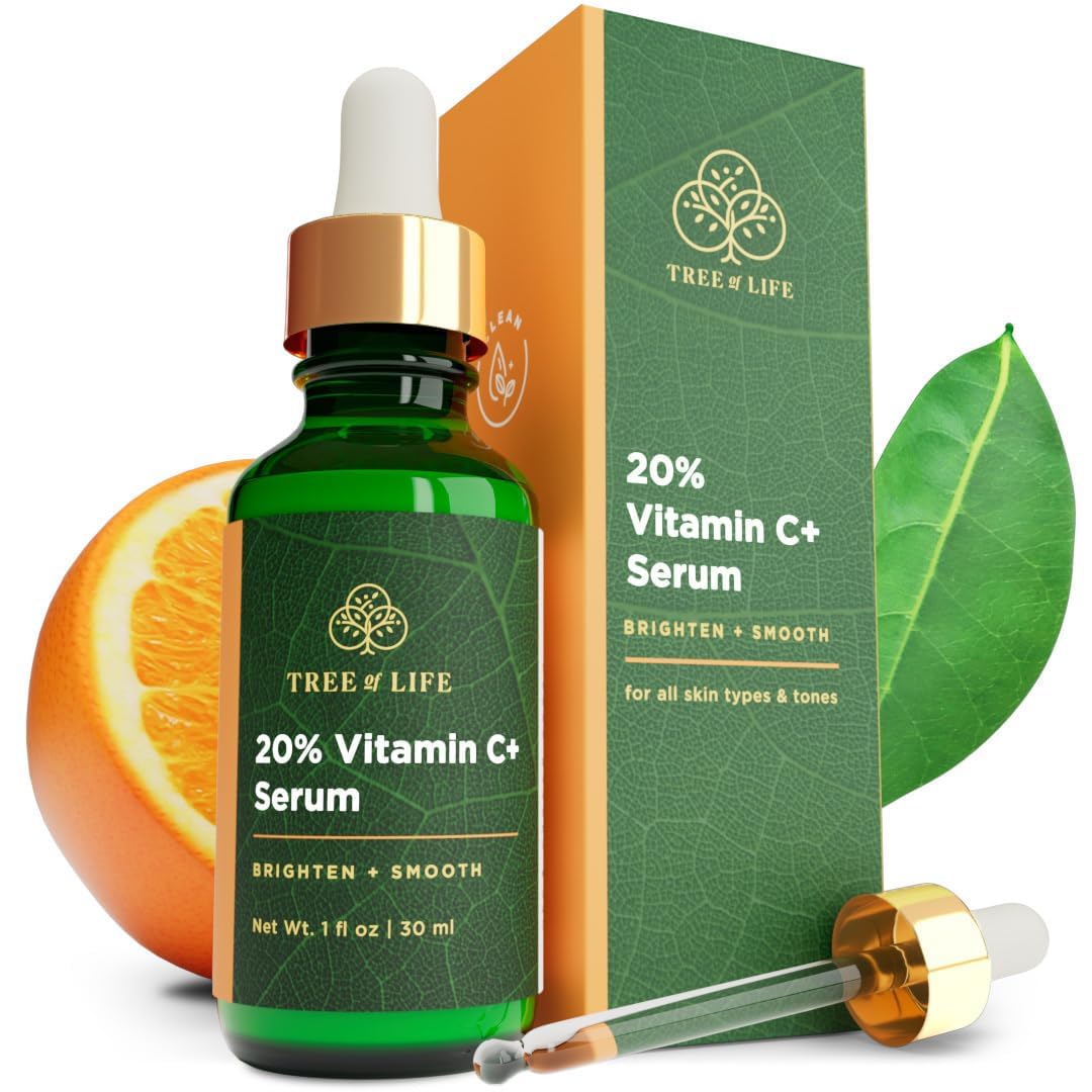 Tree of Life Beauty Hydrating Serum bottle on vanity for daily brightening.