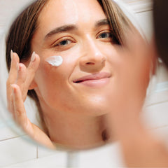 Tree of Life Beauty Moisturizer application on face and neck shows easy use.