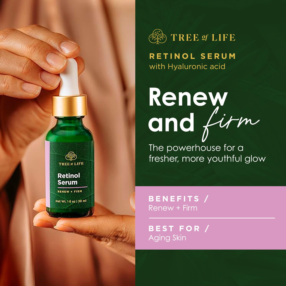 Tree of Life Beauty Night-time Retinol application setup for rejuvenation.