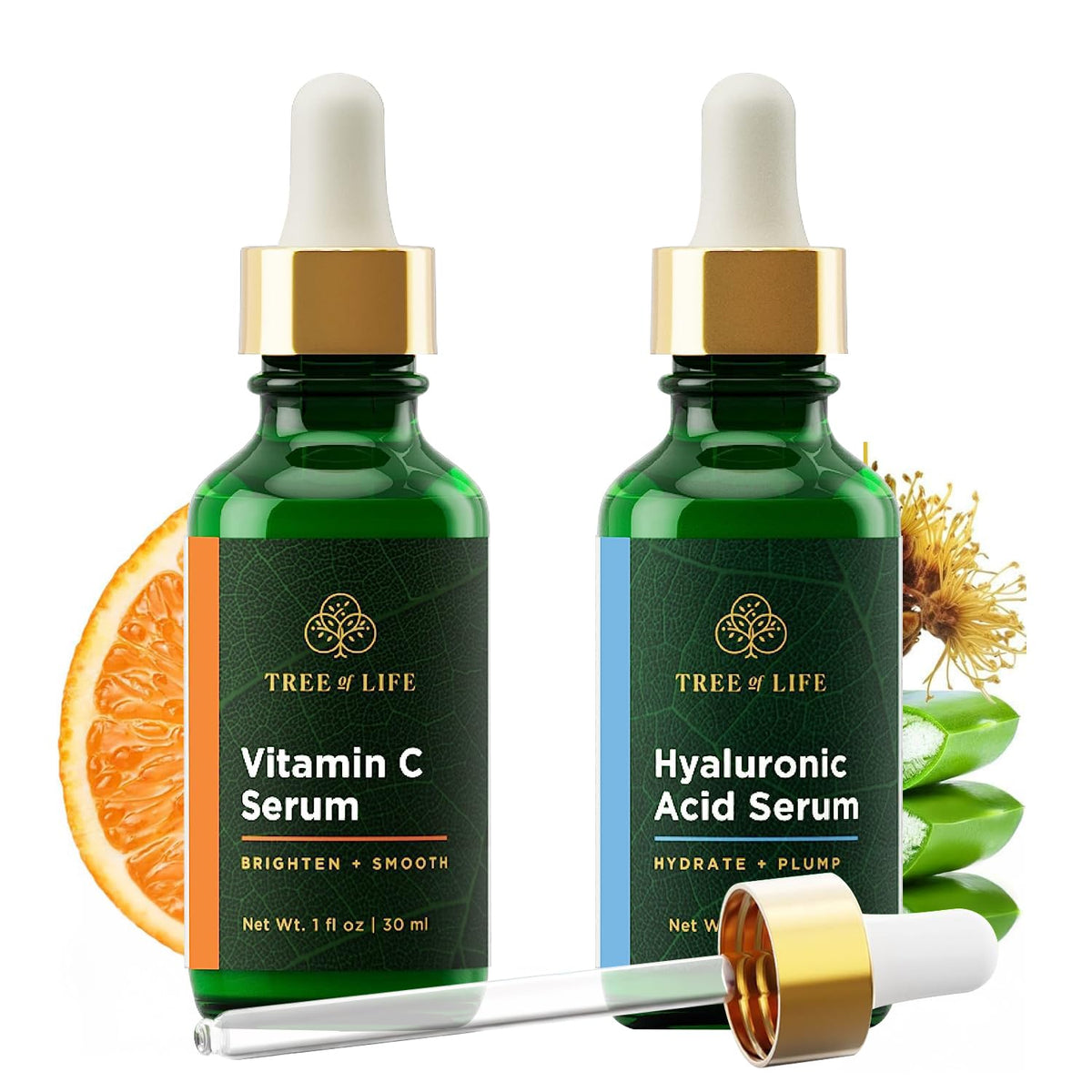 Tree of Life Beauty Vitamin C serum bottle—brightens and evens skin tone.