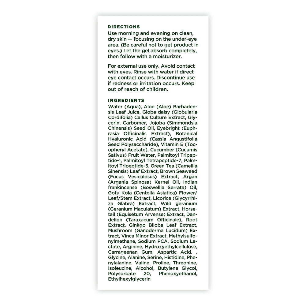 Tree of Life Beauty eyebright gel amino acids detail underscores nourishing properties