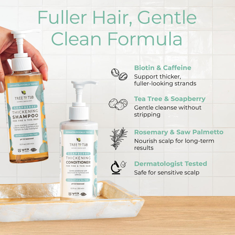 Tree To Tub activating caffeine shampoo label shows energizing scalp boost