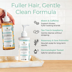 Tree To Tub activating caffeine shampoo label shows energizing scalp boost