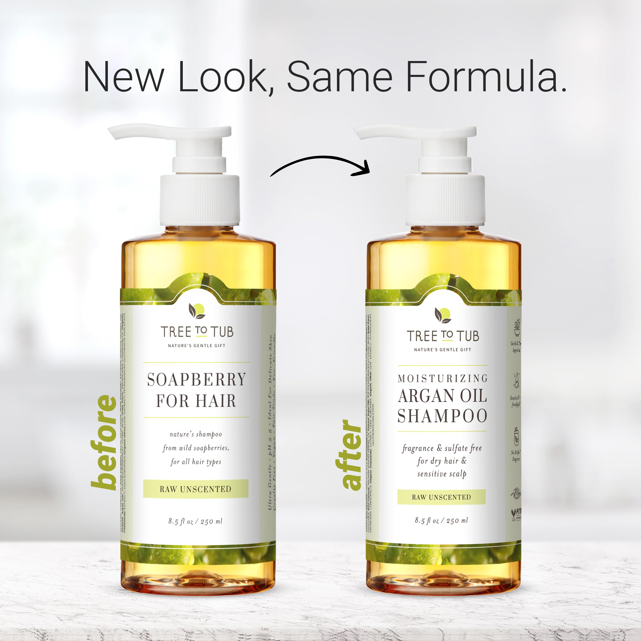 Tree to Tub fragrance free shampoo soapberry detail emphasizes gentle, natural cleansing for sensitive scalps.
