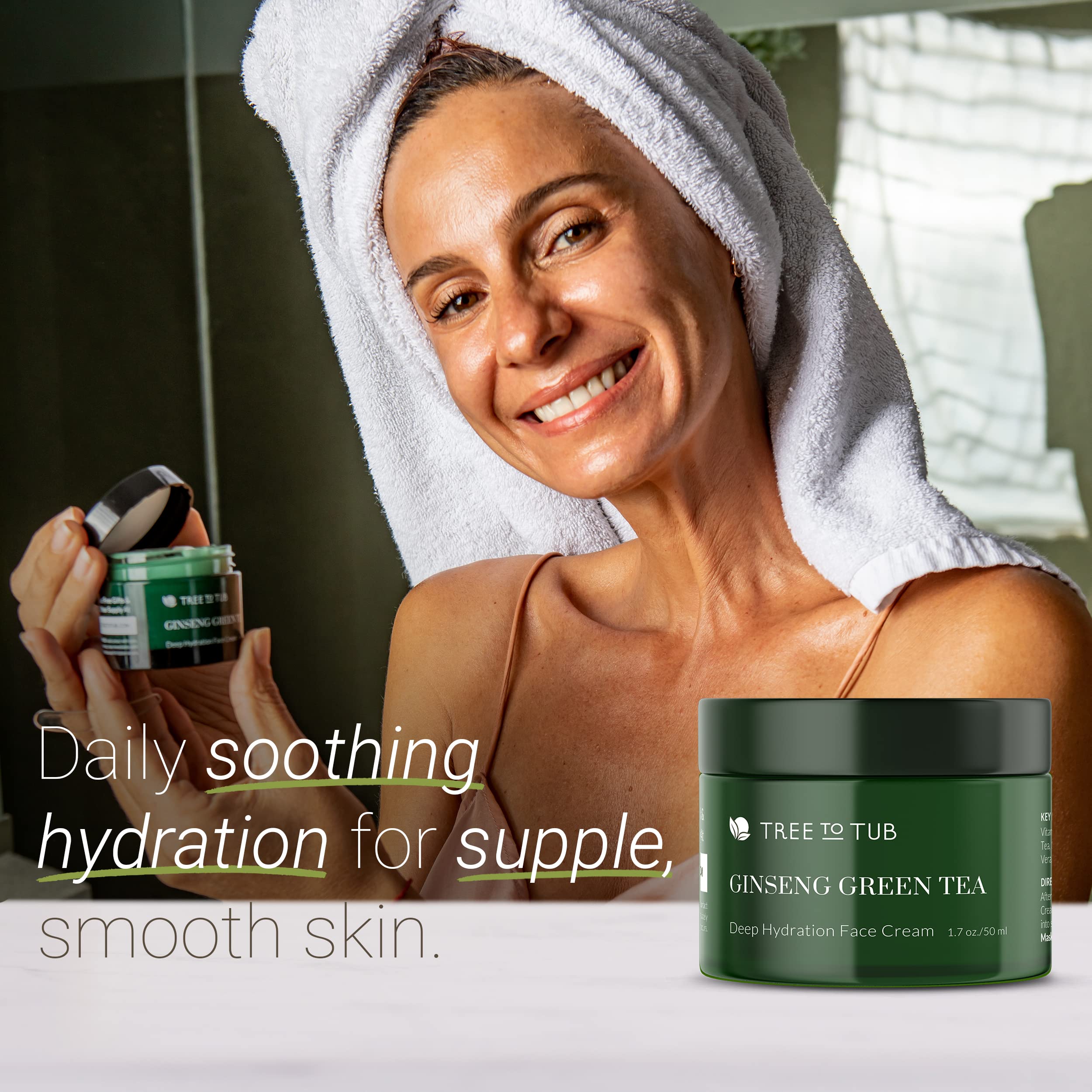 Tree to Tub Hydrating Face Moisturizer with organic aloe soothes dry, sensitive areas