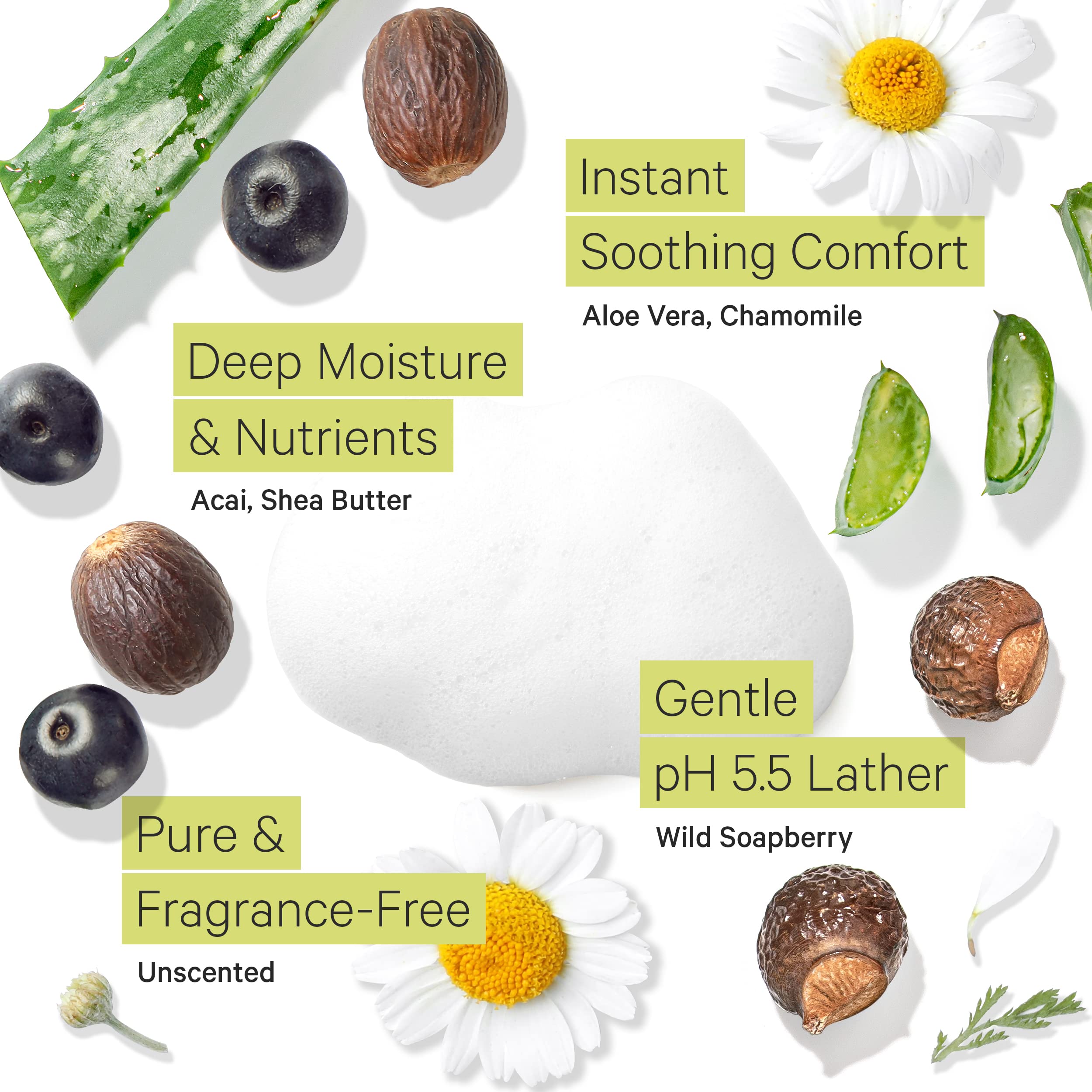 Tree to Tub Sensitive Skin Face Wash with shea butter and chamomile nourishes