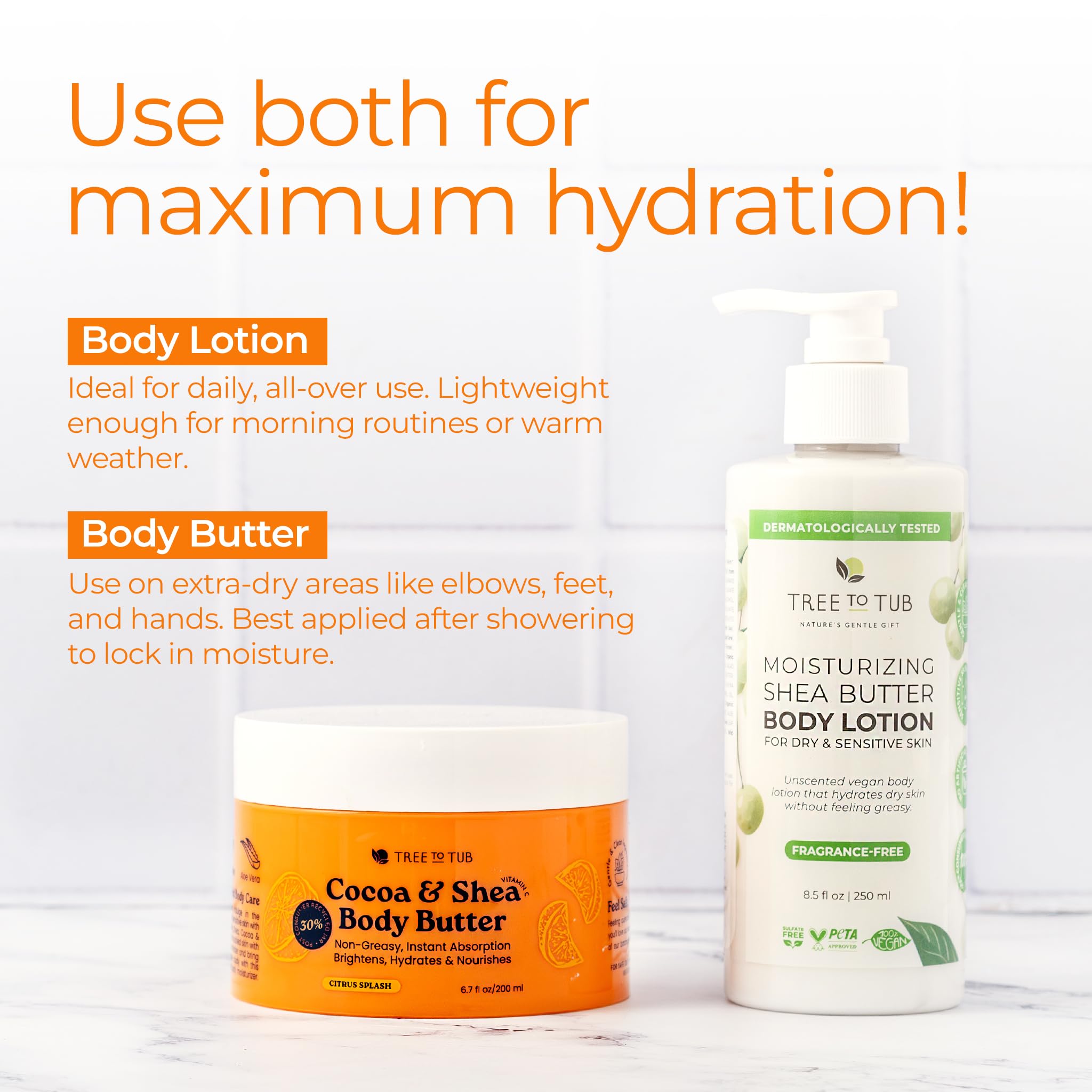 Tree to Tub Shea Body Butter packaging highlighting sustainable materials.