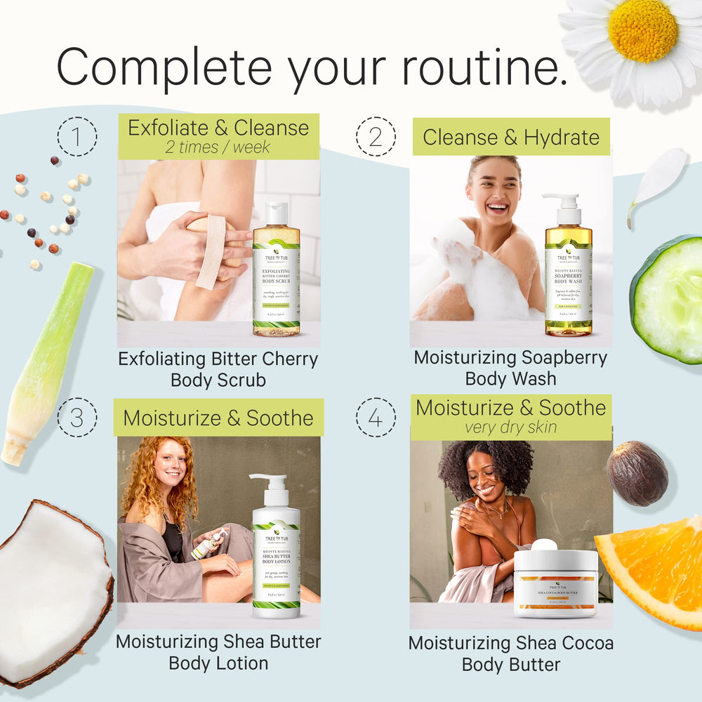 Tree to Tub shea butter panel signals rich hydration post-wash