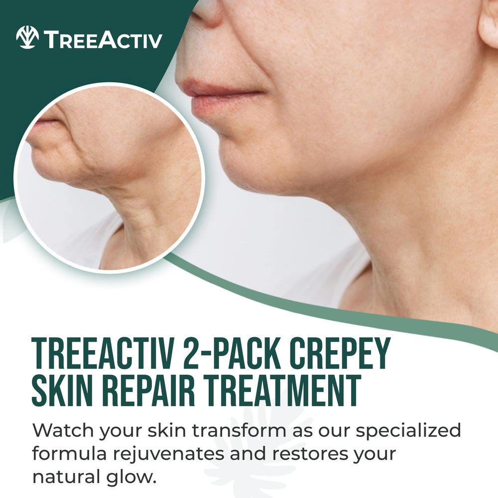 TreeActiv Crepey Skin Repair Cream application massage—gentle nightly use to promote skin suppleness.