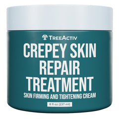 TreeActiv Crepey Skin Repair Cream bottle showing 8 oz size for deep hydration of dry skin