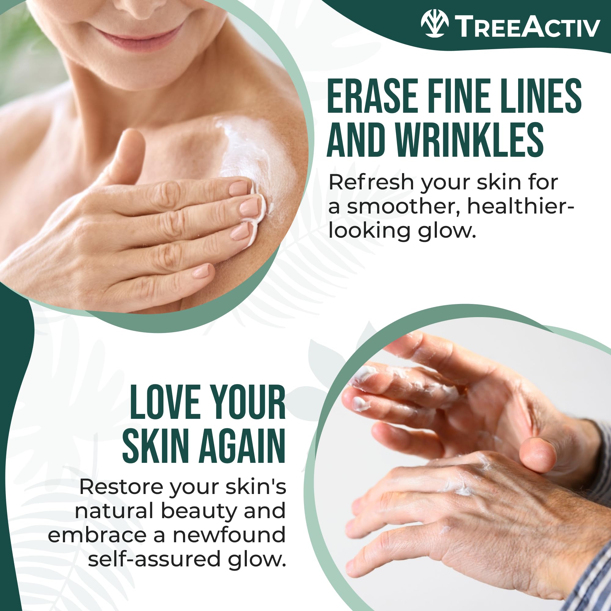 Swatch of TreeActiv Crepey Skin Repair Cream demonstrating smooth, hydrated appearance