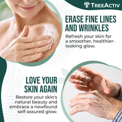 Swatch of TreeActiv Crepey Skin Repair Cream demonstrating smooth, hydrated appearance