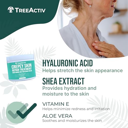 TreeActiv Crepey Skin Repair Cream texture swatch—refined skin texture and smoother appearance.