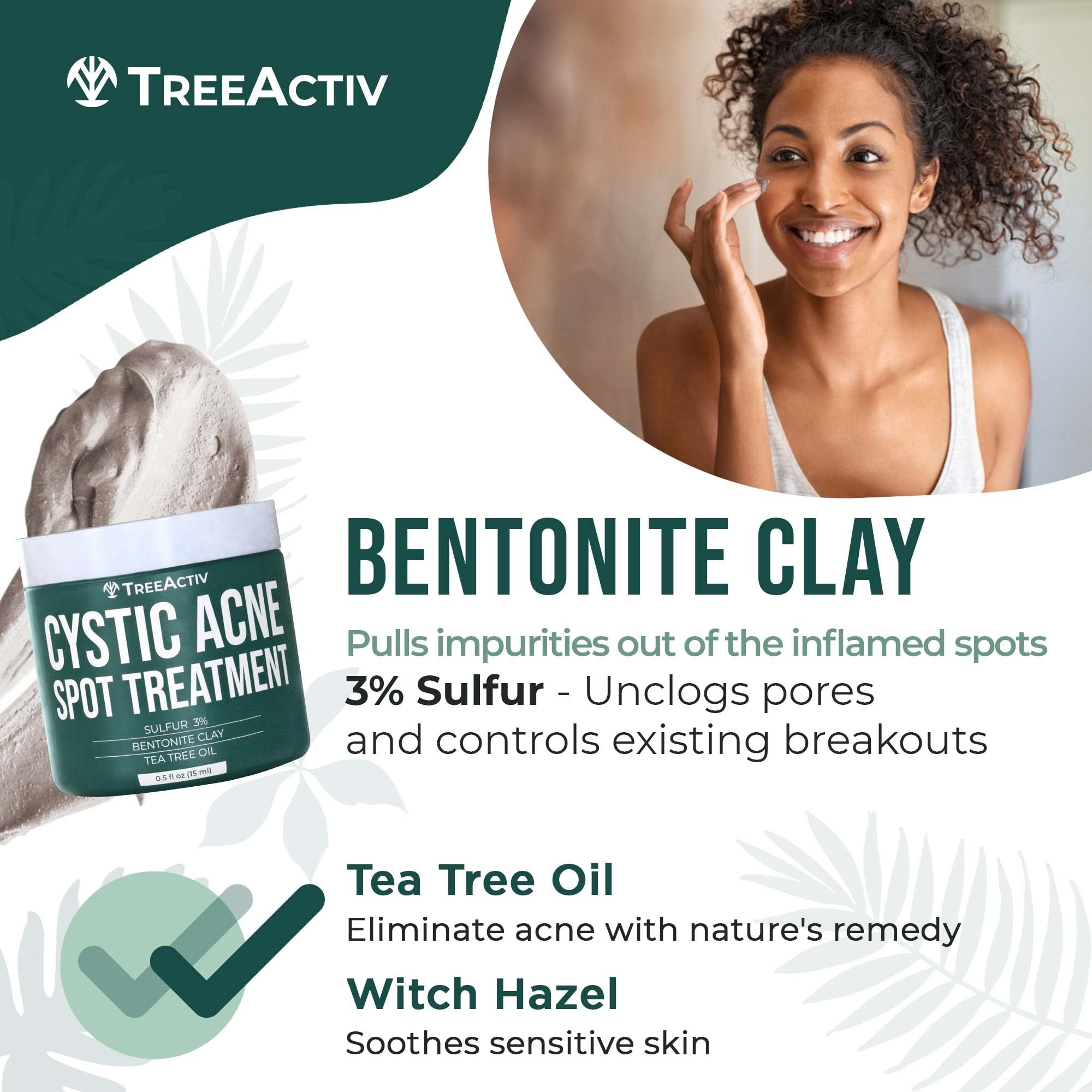 TreeActiv cystic acne spot treatment aloe soothing for sensitive skin users.
