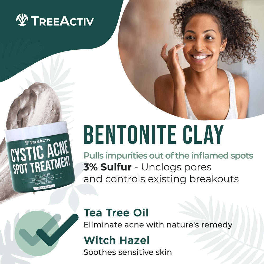 TreeActiv cystic acne spot treatment aloe soothing for sensitive skin users.