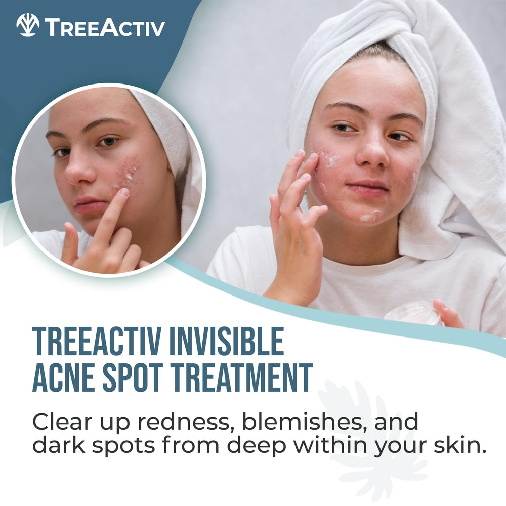 TreeActiv Invisible Acne Spot Cream dispense tip for precise application.