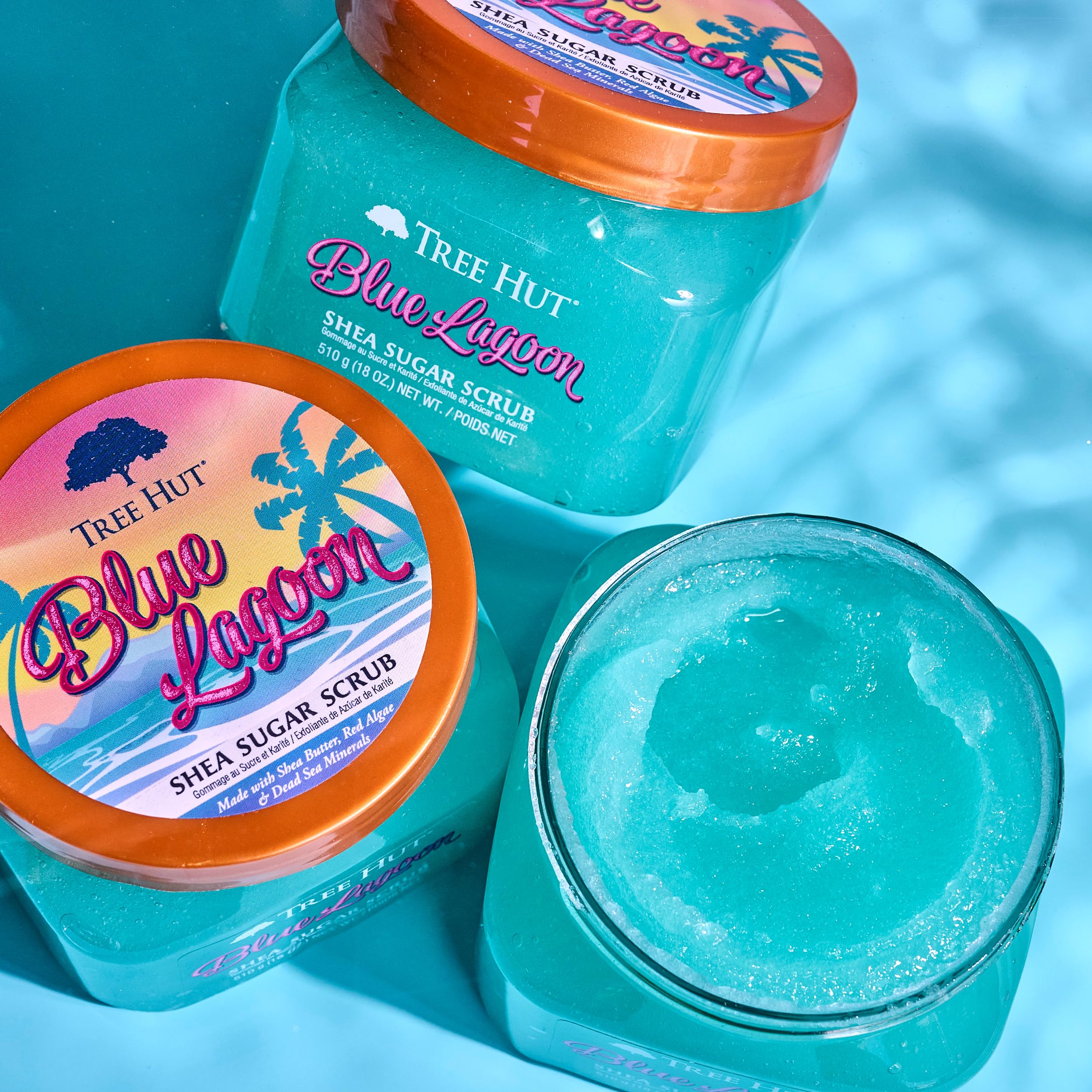 Texture of sugar exfoliates dry skin for a radiant look with Tree Hut.