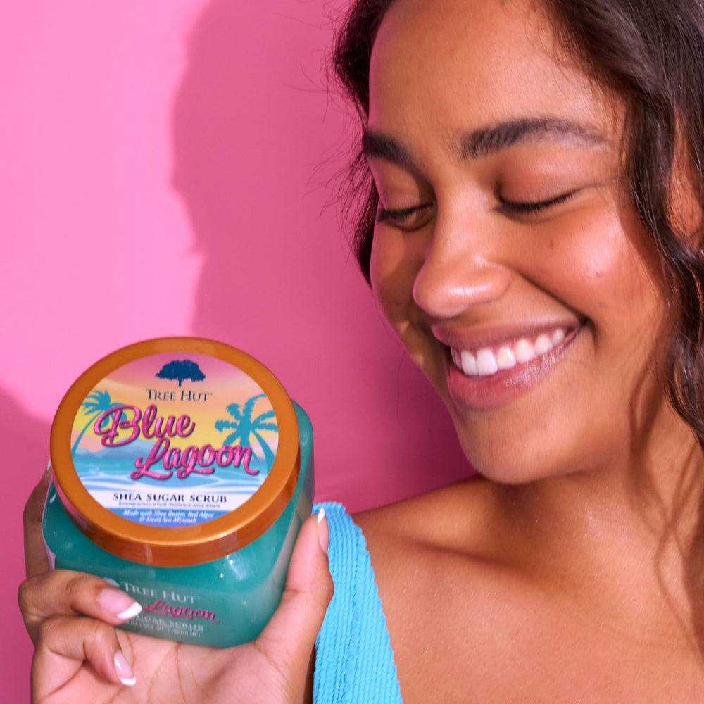 Tree Hut Blue Lagoon scrub is vegan and cruelty-free.