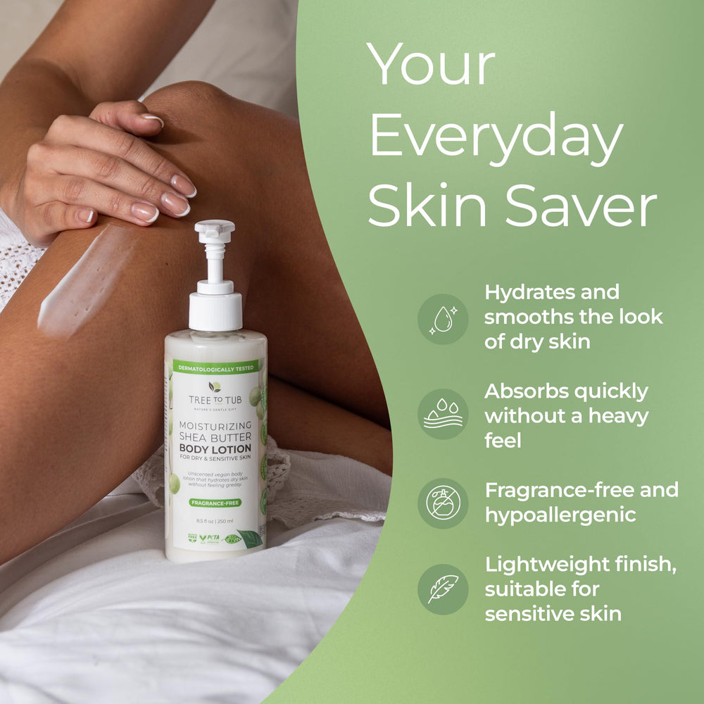Tree to Tub Lotion Dispense Pump illustrates easy, everyday moisturizing.