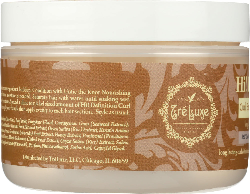 Treluxe Hi-Definition Curl Gel on curls offers flexible hold without crunch.