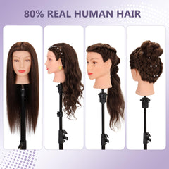 Treosida mannequin head braiding session highlights realistic hair for precise technique practice.