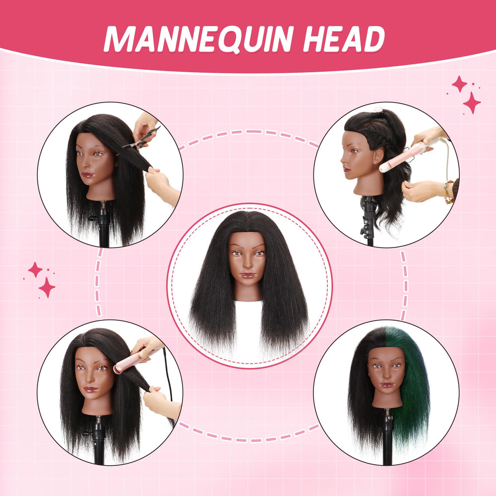 Treosida mannequin head with clamp stand provides convenient setup.