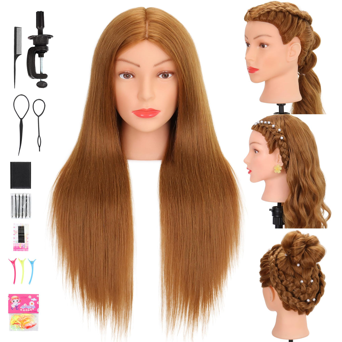 Treosida mannequin head real hair for authentic braiding practice and styling realism.