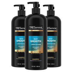 TRESemmé Anti-Frizz Shampoo bottle demonstrates frizz control for sleek, manageable hair.