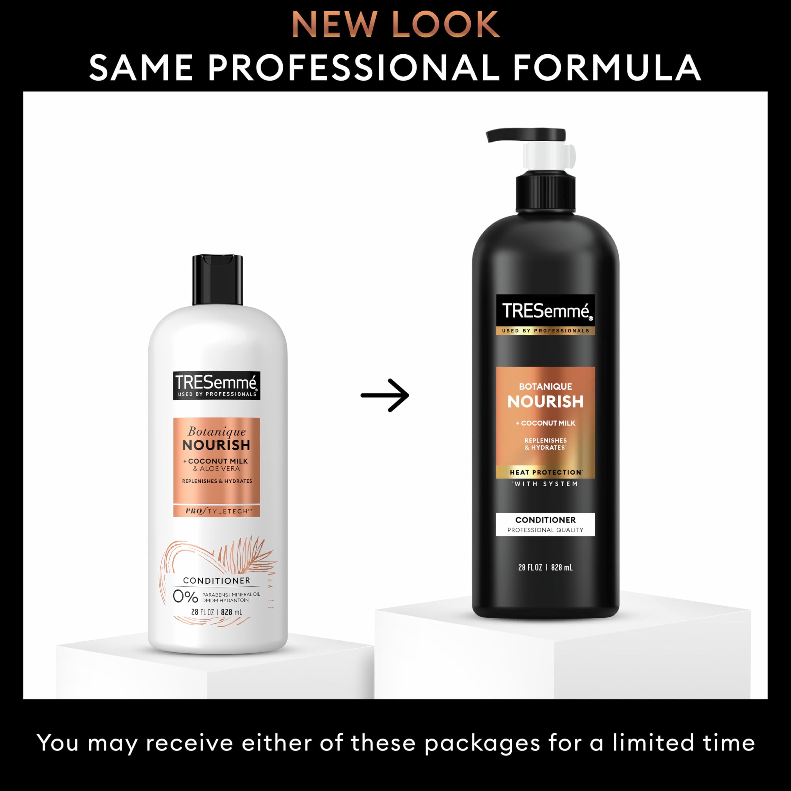 TRESemmé Botanique Nourish 4-pack box front, convenient value pack for routine hydration.