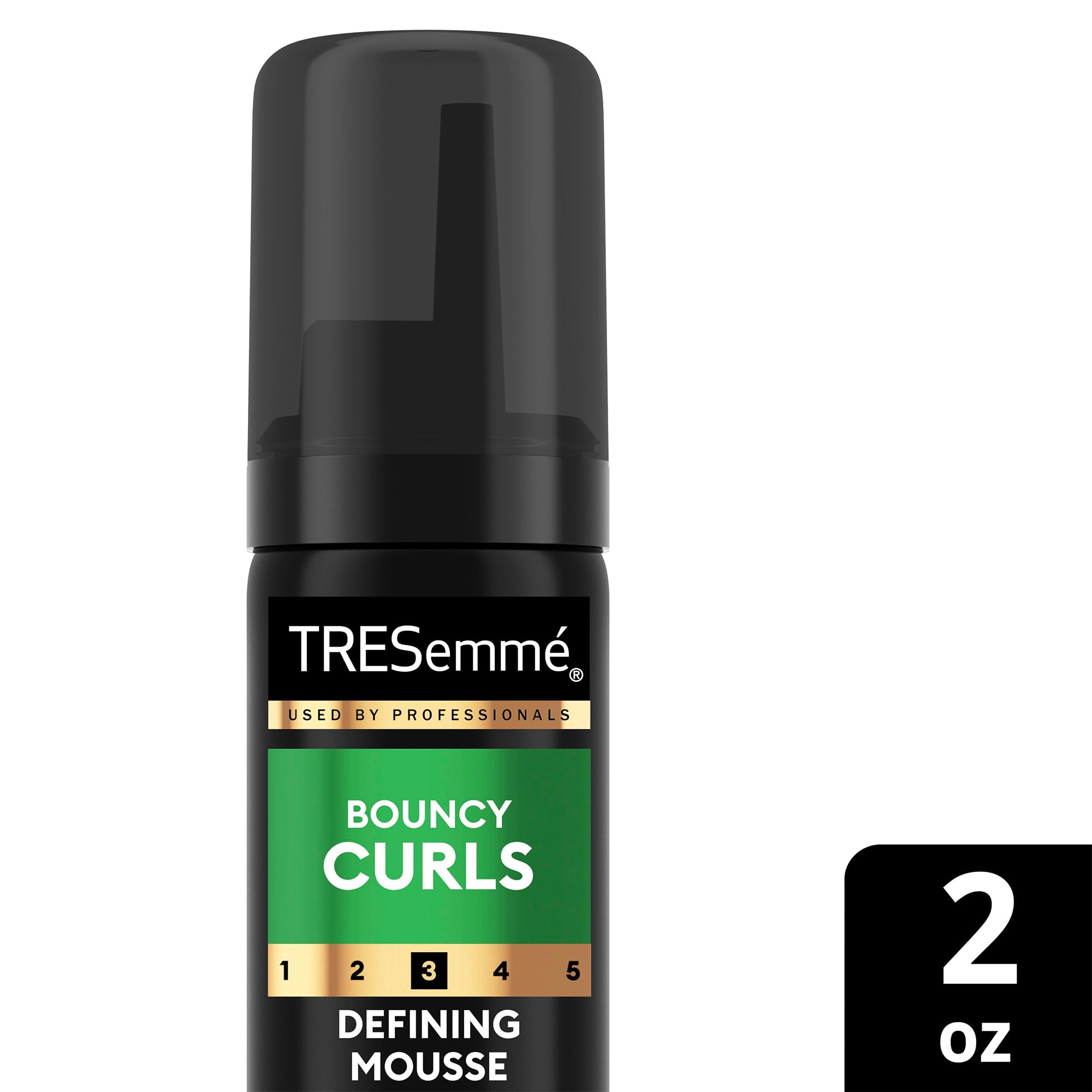 Front packaging of TRESemmé Defining Hair Mousse travel-pack for easy identification.