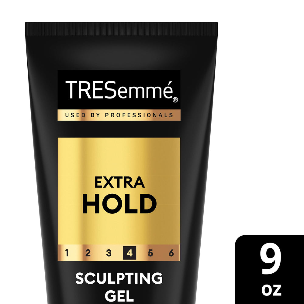 Tresemme Hair Gel packaging back focusing on alcohol-free, professional formula