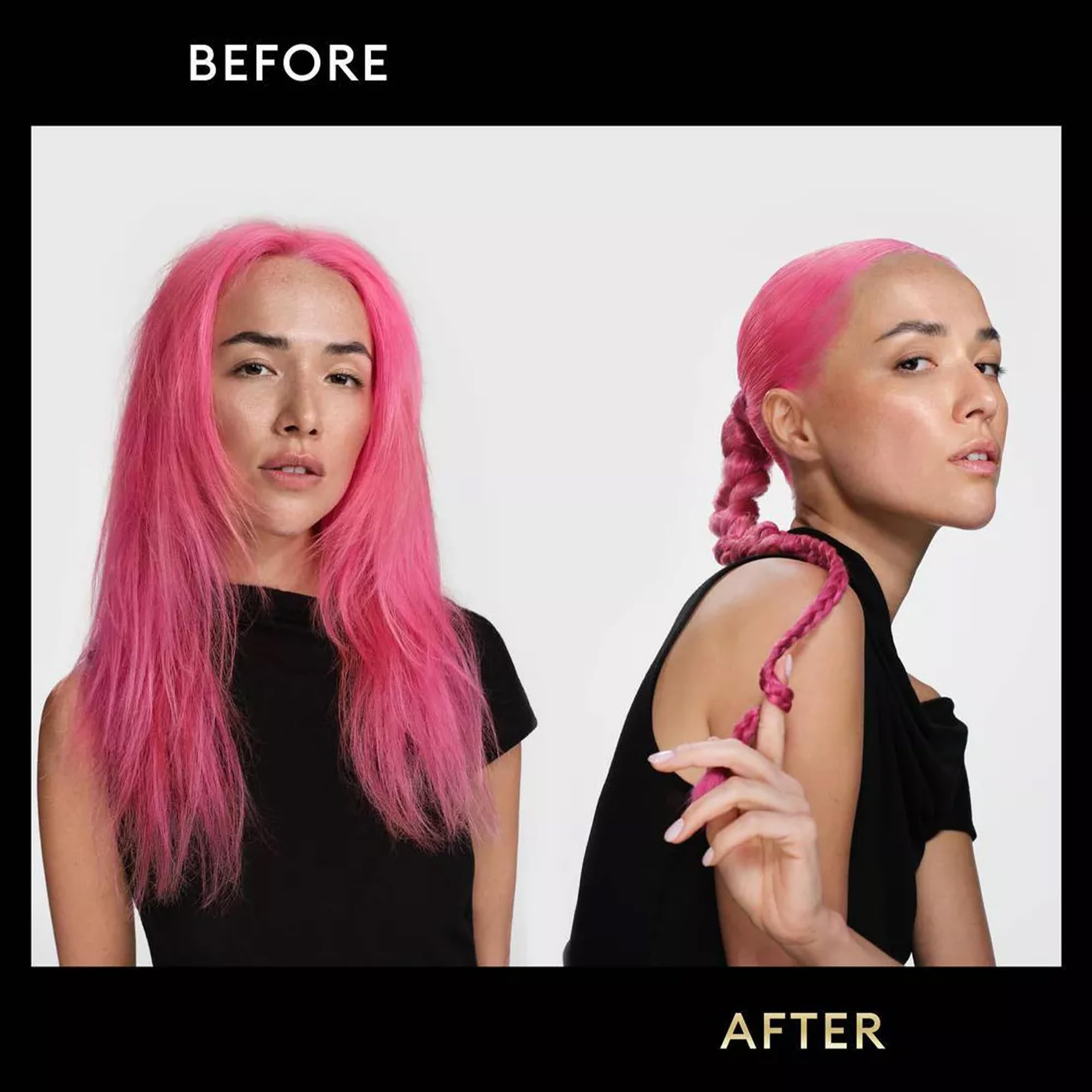 TRESemmé hairspray anti-frizz coverage captures smoothing and frizz control in action.