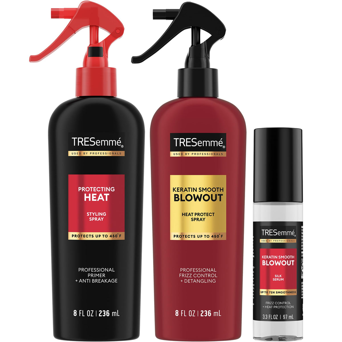 TRESemmé Keratin Smooth Blowout Spray bottle for detangling and heat protection