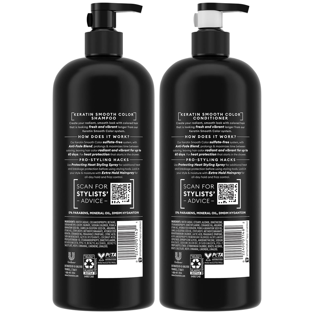 TRESemmé Keratin Smooth Color conditioner bottle offers frizz control and lasting shine