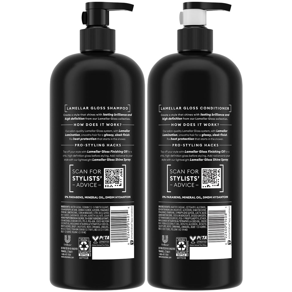 TRESemmé Lamellar Gloss conditioner bottle delivering frizz control