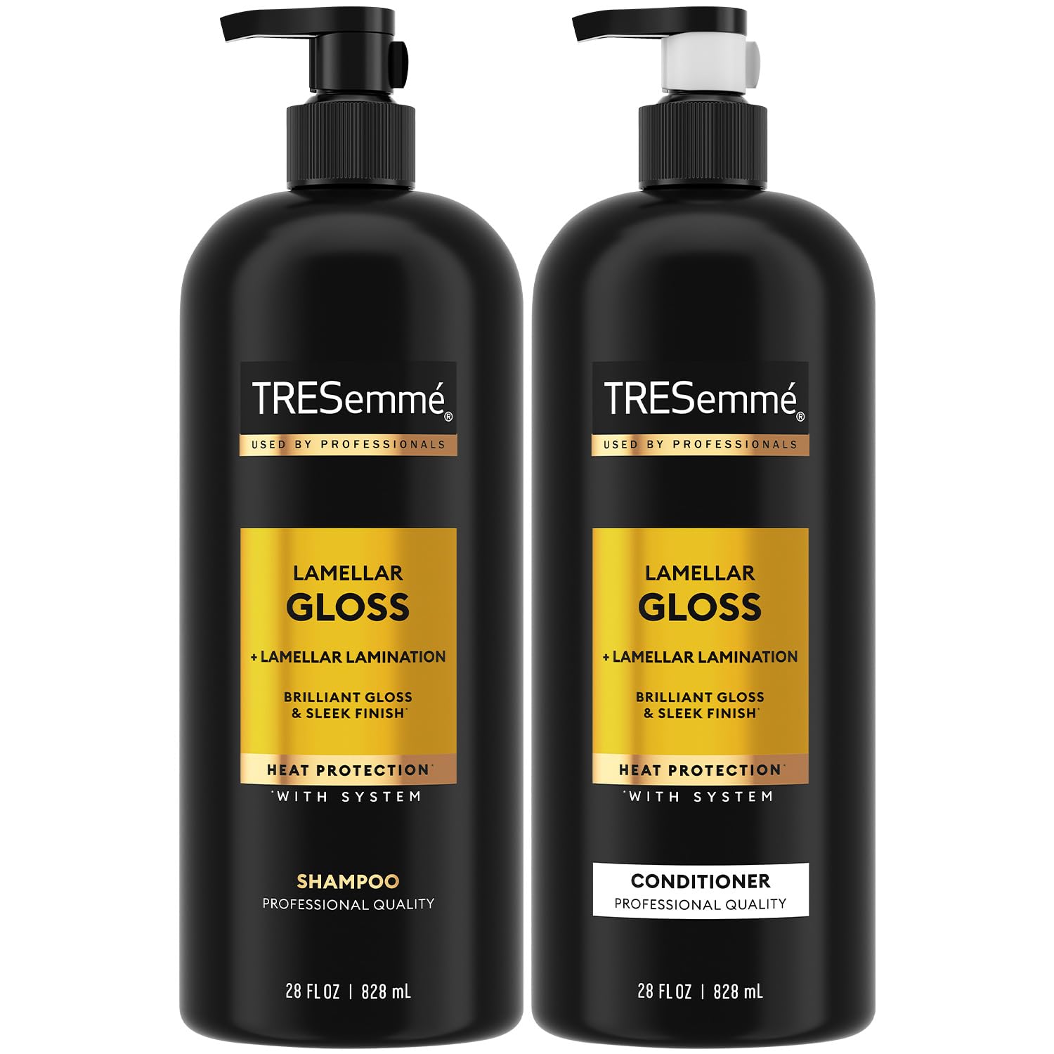 TRESemmé Lamellar Gloss shampoo bottle with salon-ready sleek shine
