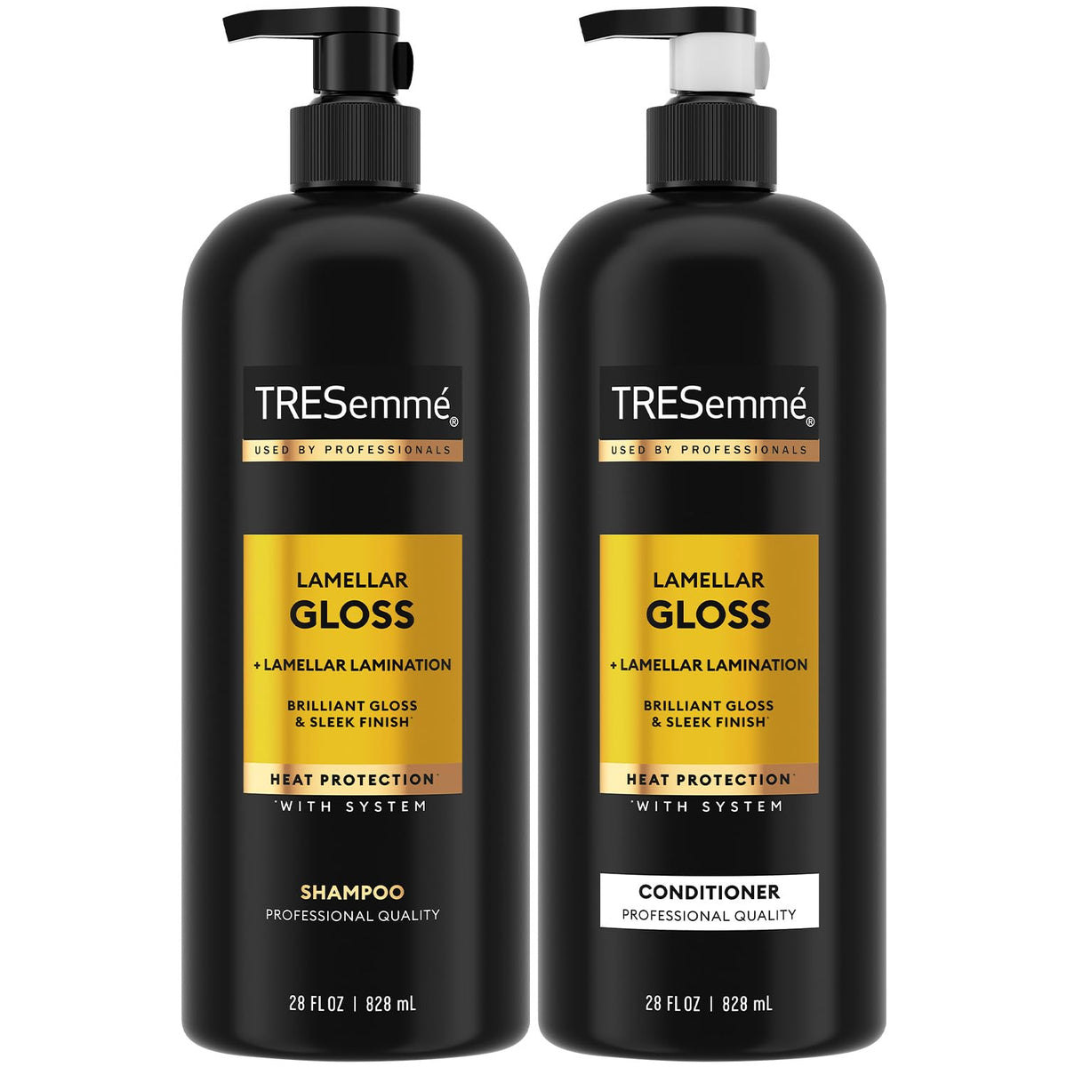TRESemmé Lamellar Gloss shampoo bottle with salon-ready sleek shine