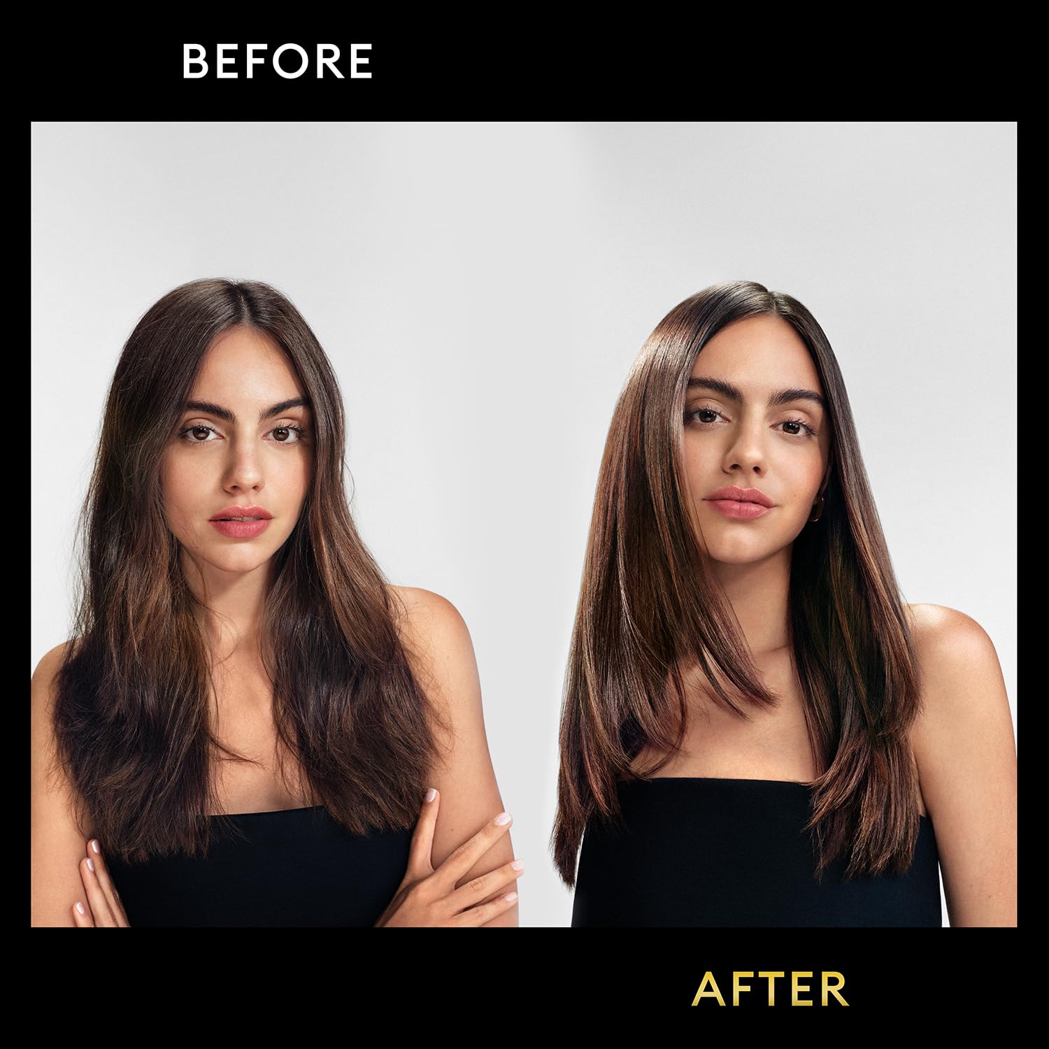 TRESemmé Lamellar Gloss sleek hair model shows smooth, controlled style