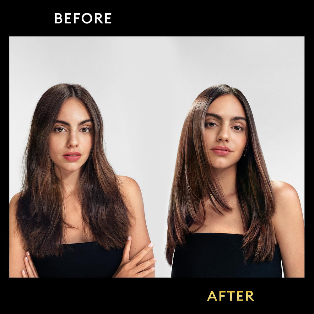 TRESemmé Lamellar Gloss sleek hair model shows smooth, controlled style